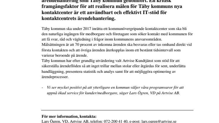 Artvise Kundtjänst till Täby kommun!