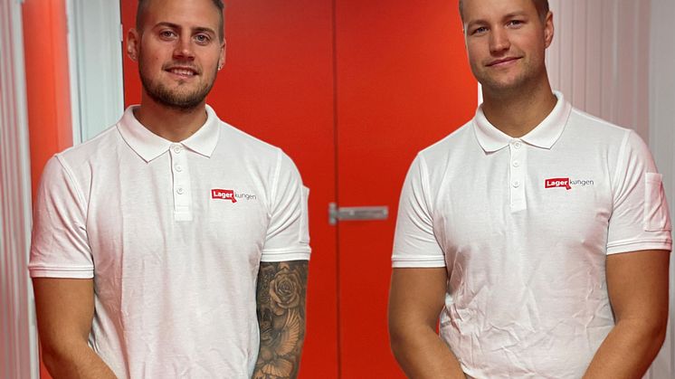 Robin Söderberg och Filip Klang, franchisetagare Lagerkungen Wilhelmina Skoghs gata 10