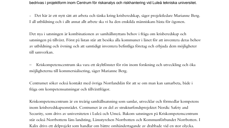 Nytt norrbottniskt centrum för Kriskompetens invigs i Boden