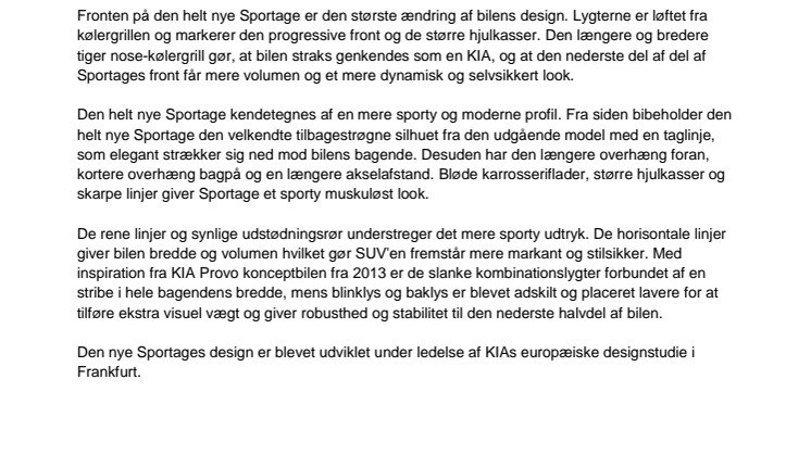 Helt ny KIA Sportage med skarpe linjer og dynamisk design