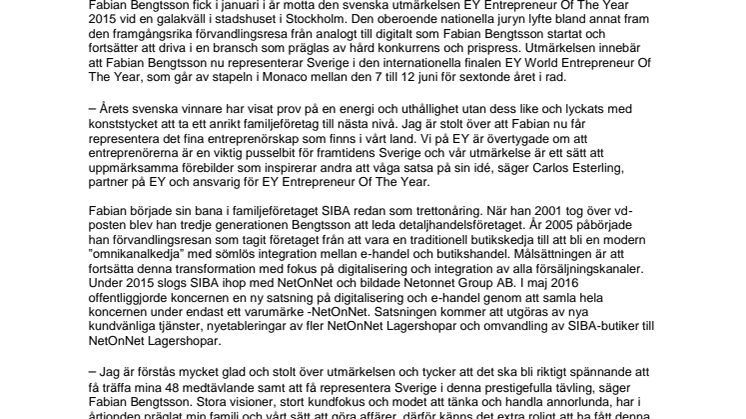Fabian Bengtsson från Netonnet Group kan utses till världens främsta entreprenör