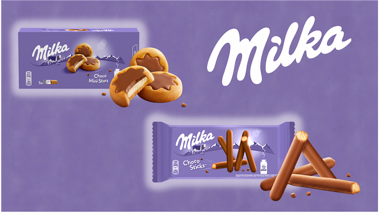 Milka continúa su expansión en el mundo de las galletas con dos nuevos lanzamientos: Milka Mini Stars y Milka Choco Sticks