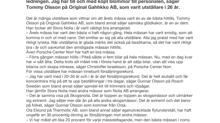Utställare på Stora Nolia: ”Bästa mässan hittills”