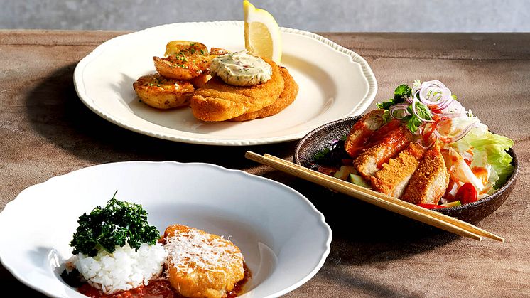Tre olika serveringar med Anamma Vegoschnitzel - nu för storhushåll och restaurangkök
