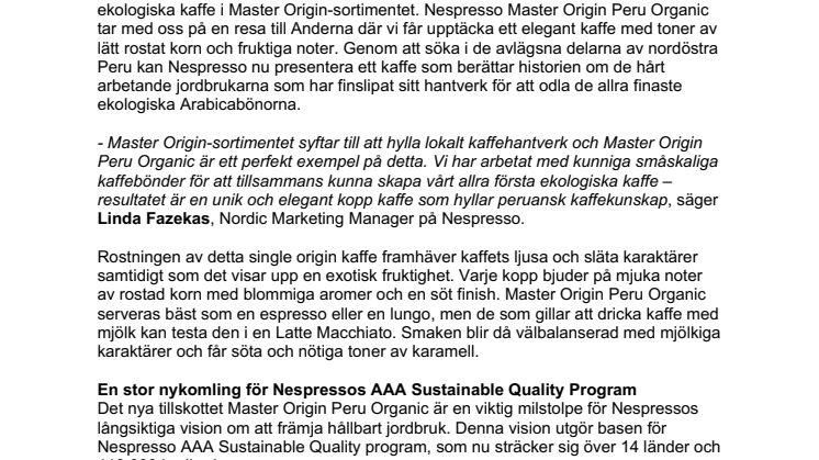 NYHET: Nespresso lanserar sitt första ekologiska kaffe