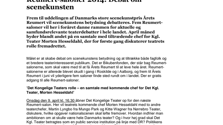 Reumert-saloner 2014: Debat om scenekunsten