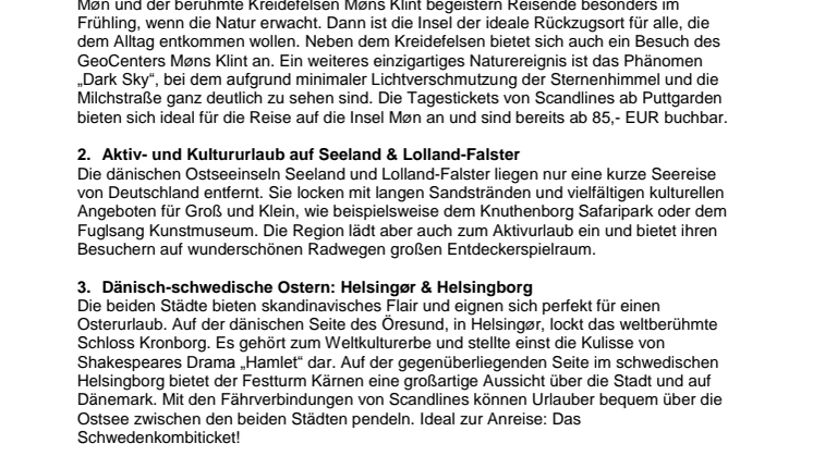 Glücklich reisen mit Scandlines: 10 Reiseziele für das ganze Jahr 