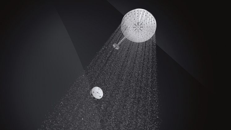 GROHE SmartConnect -suihkuohjain: Langaton kaukosäädin muodostaa yhteyden GROHE Rainshower 310 -kattosuihkuun Bluetoothin avulla