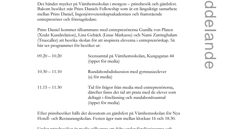 Prins Daniel till Värnhemsskolan
