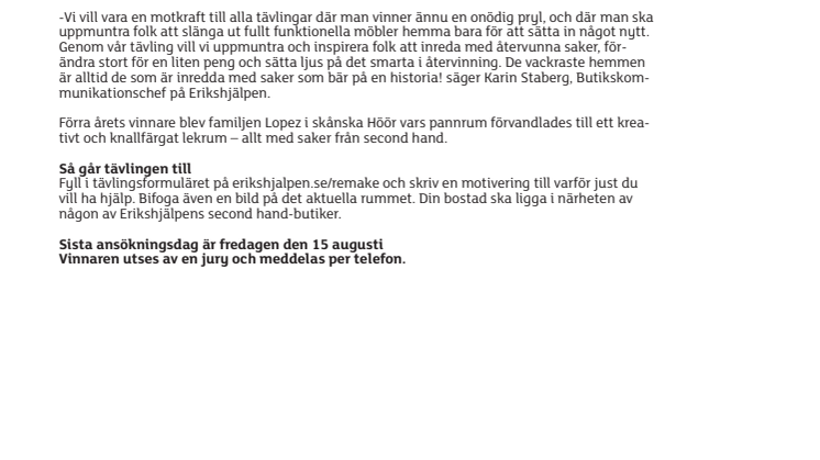 Vinn ett återvunnet rum med hjälp av en Personal Shopper  - Unikt pris i Sverige 
