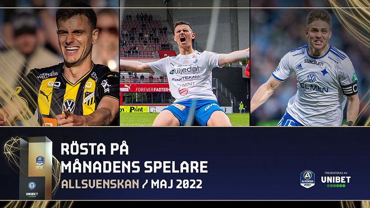 Tre anfallare kan bli Månadens spelare i Allsvenskan
