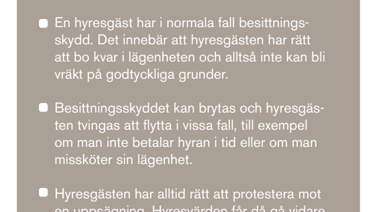 Fakta om besittningsskydd