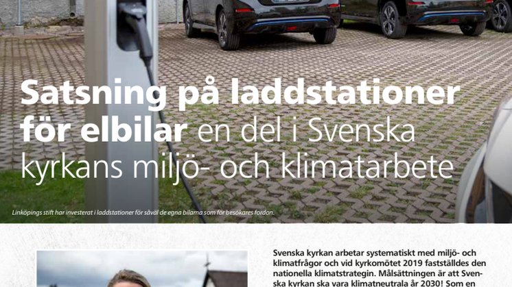 Satsning på laddstationer för elbilar, en del i Svenska kyrkans miljö- och klimatarbete