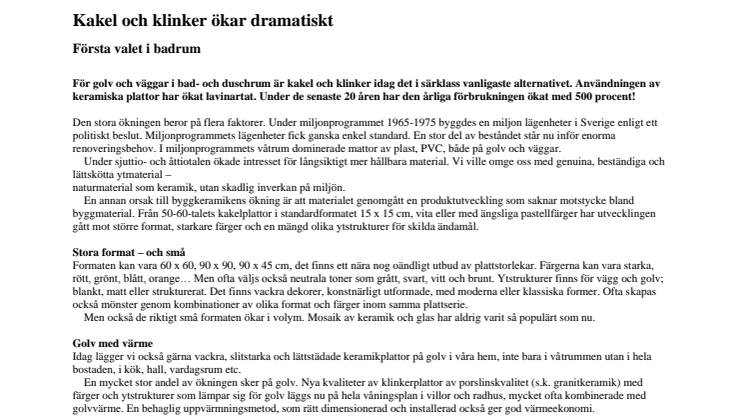 Kakel och klinker det självklara valet