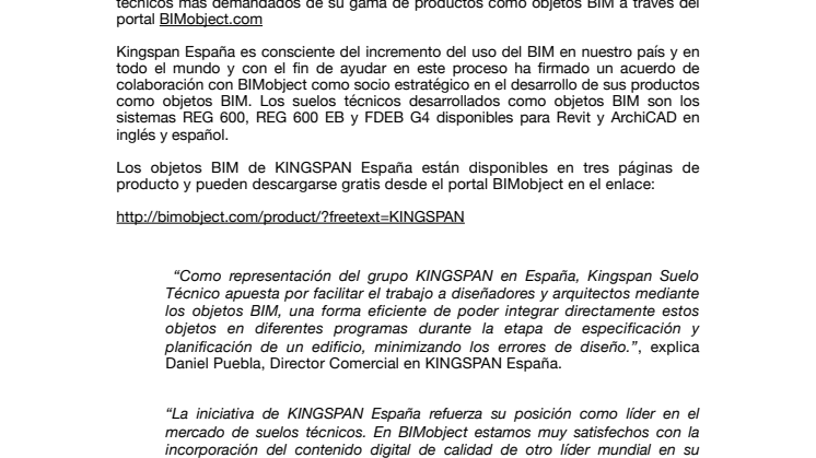 Suelos técnicos KINGSPAN® disponibles como objetos BIM