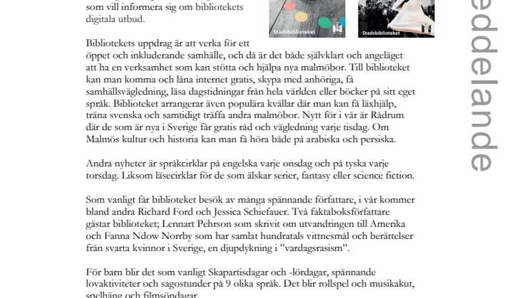 Det händer i vår på Stadsbiblioteket 