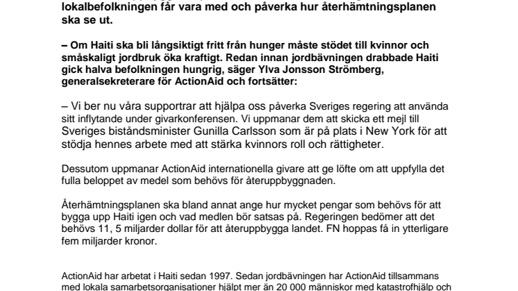 Sätt fokus på Haitis kvinnor i återuppbyggnaden