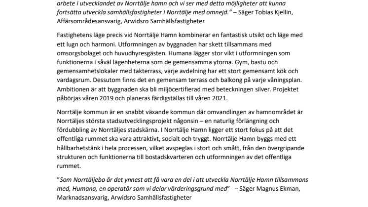 Arwidsro Samhällsfastigheter förvärvar projektfastighet i Norrtälje Hamn