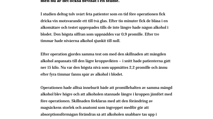 Alkohol och fetmakirurgi