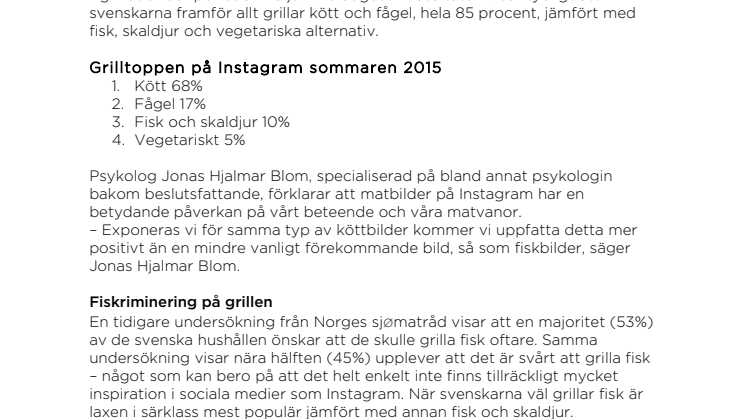 Instagram avslöjar svenskarnas grillvanor – köttet dominerar men fler vill grilla fisk och skaldjur
