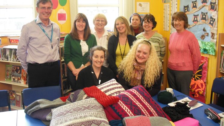 Radcliffe Library knitters raise money for Bury Hospice