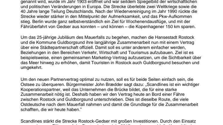 Scandlines zeigt Flagge für Städtepartnerschaft