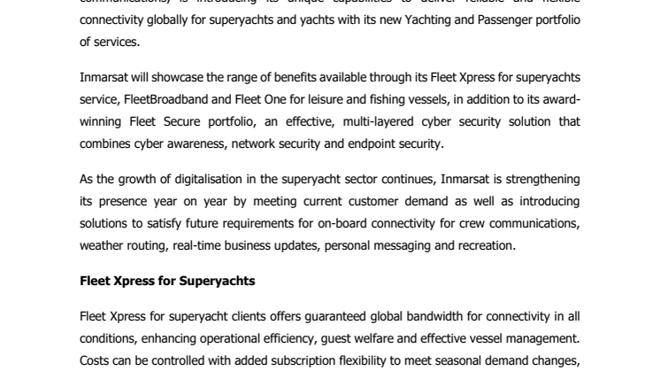 METSTRADE 2019: Inmarsat Introduces Yachting and Passenger Portfolio for the First Time at METSTRADE