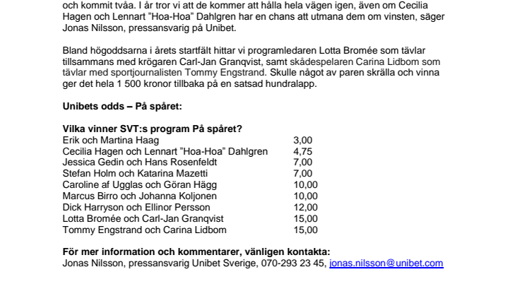 Enligt oddsen: Makarna Haag vinner SVT:s På spåret