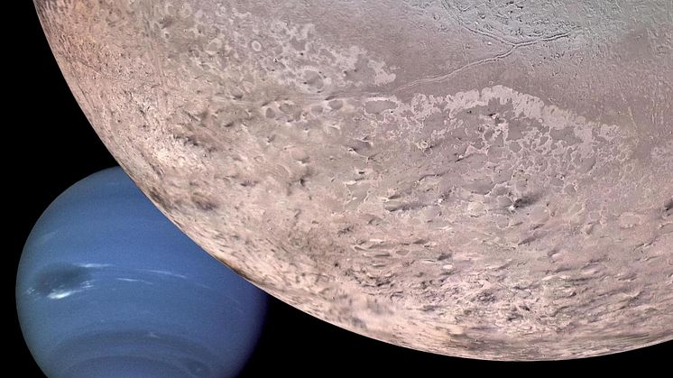 Montage of Neptune and its moon Triton (Credit: NASA/JPL/USGS)