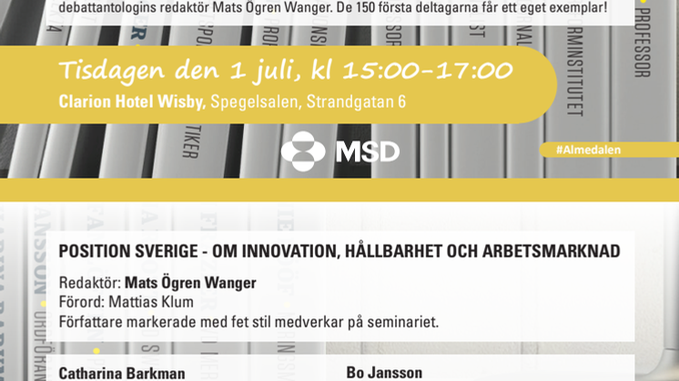 Påminnelse om seminarium om innovation och hållbarhet med Gustav Fridolin, Annie Lööf m fl i Almedalen
