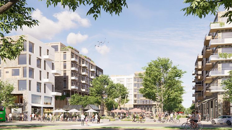Norra Fäladen, Fäladstorget. Illustration från norra hörnet.