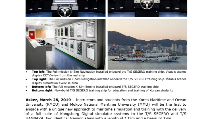 Korean universities select KONGSBERG to deliver state-of-the-art, real-time on-board training simulators