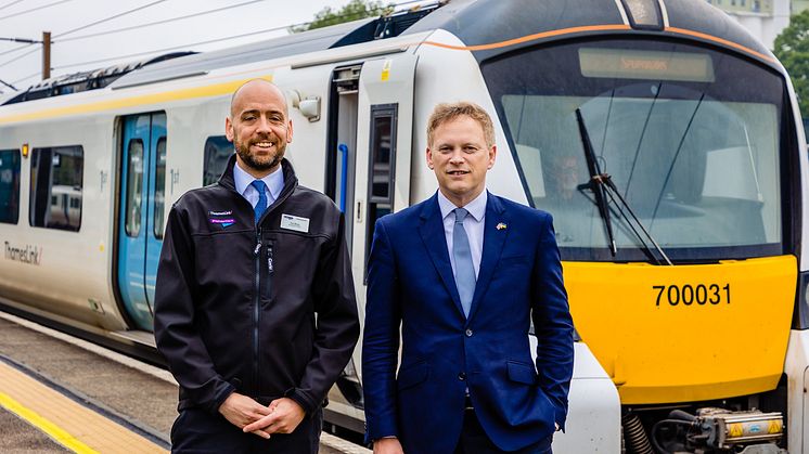 Tom Moran and Grant Shapps launched the new Herts-Kent Thameslink route at Welwyn Garden City