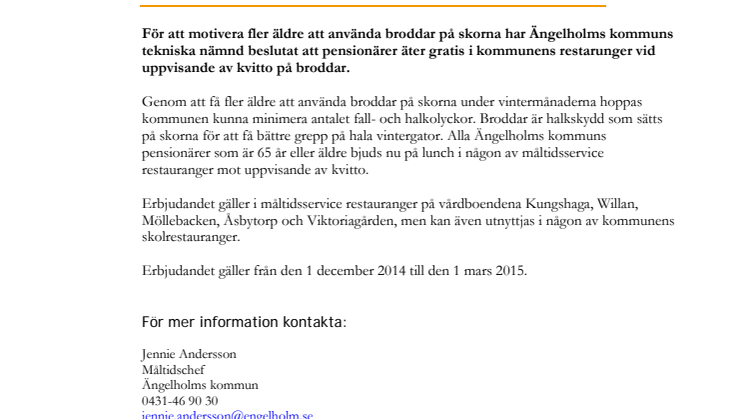 Mat mot broddar i kommunens restauranger