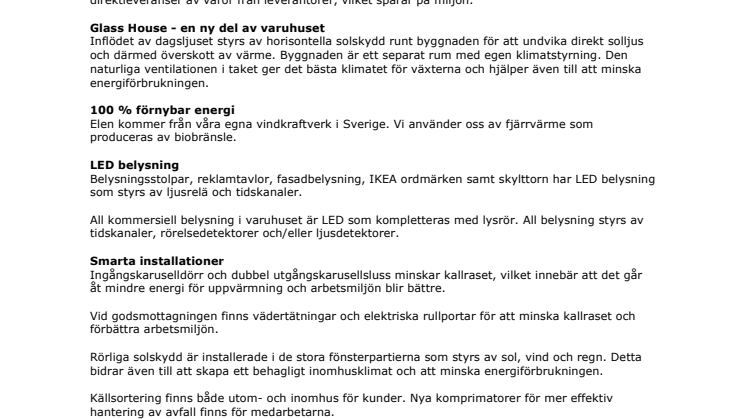 Fakta IKEA Älmhult - Hållbarhet