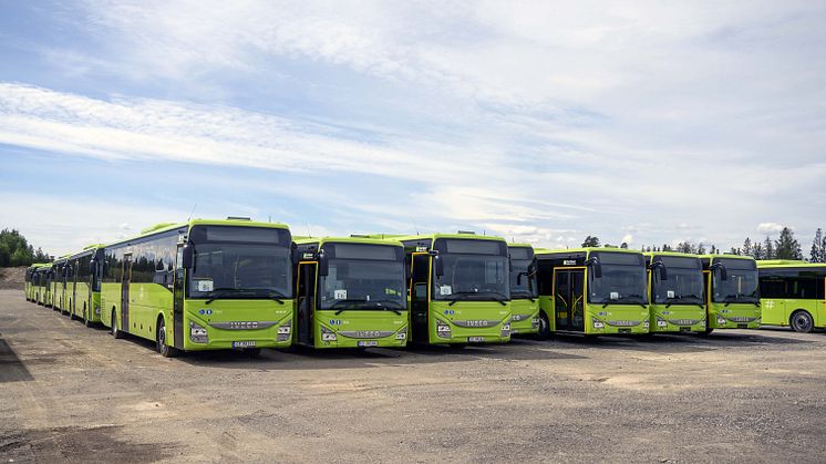 Et lite knippe av totalt 217 Iveco rute- og forstadsbusser som Iveco Bus har levet til Vy Buss AS.