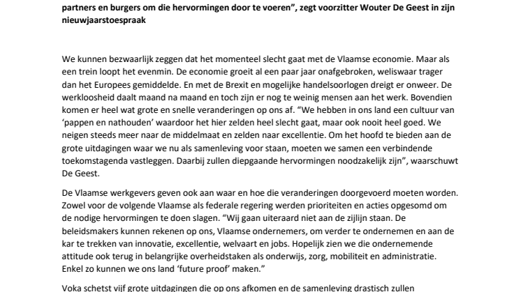 PB Voka - Verkiezingsmemorandum: Geen halve oplossingen meer, maar diepgaande hervormingen