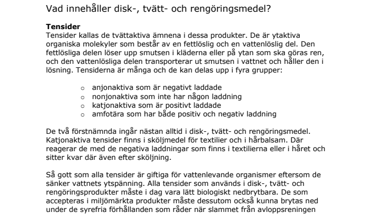 Mer information om disk-, tvätt- och rengöringsmedel