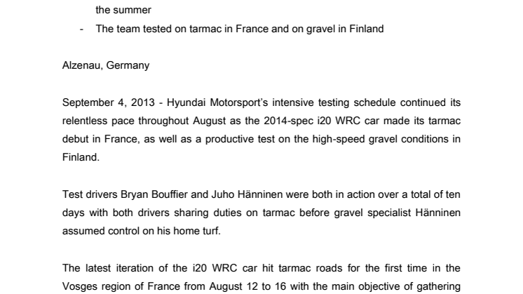 Intens trening med i20 WRC-bilen