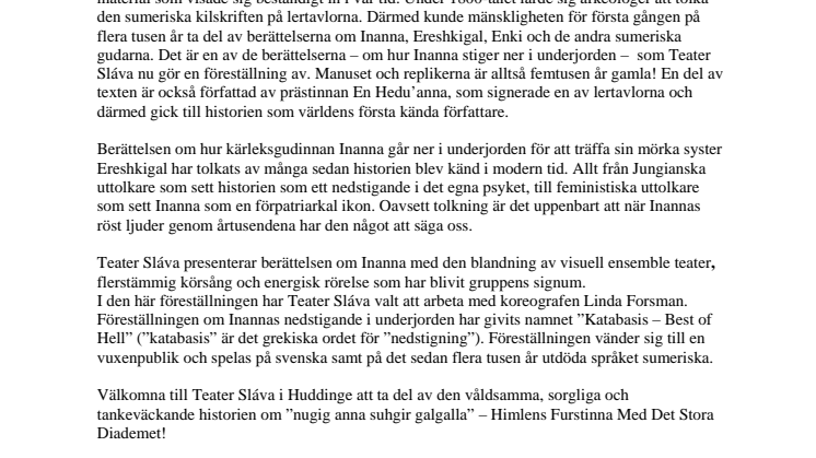 Teater Sláva med regi/koreografi av Linda Forsman gör KATABASIS Best of Hell.