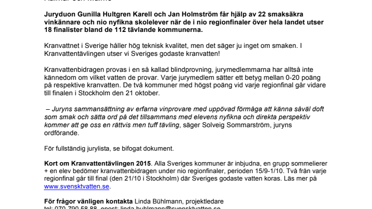 Här är alla lokala jurymedlemmar i Kranvattentävlingen