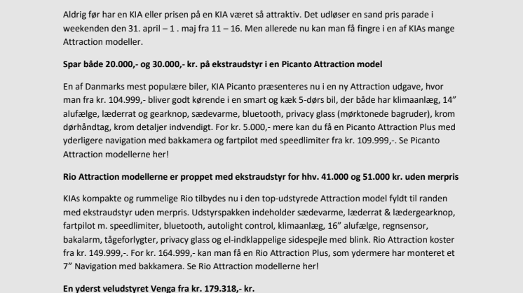 KIA holder forårets største Pris Parade