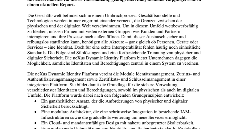 KuppingerCole empfielt neXus Dynamic Identity Platform
