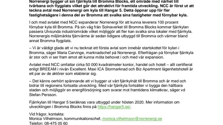 Norrenergi expanderar med förnybar kyla  till Bromma