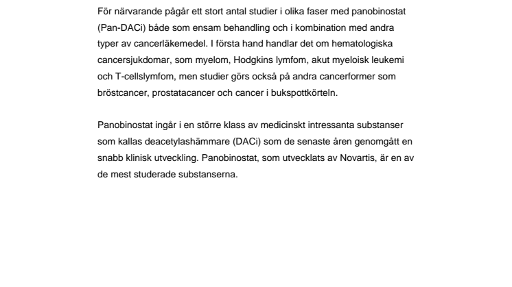 Fakta om Panobinostat