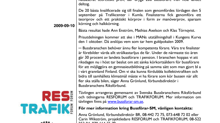 Pristagare från  Köping i Bussförar-SM 2009