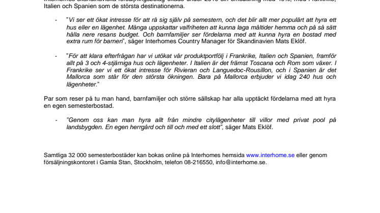 Hyra hus vid Medelhavet allt populärare
