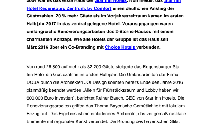 Rekordzahlen: Plus für Star Inn Regensburg Zentrum, by Comfort nach Renovierung