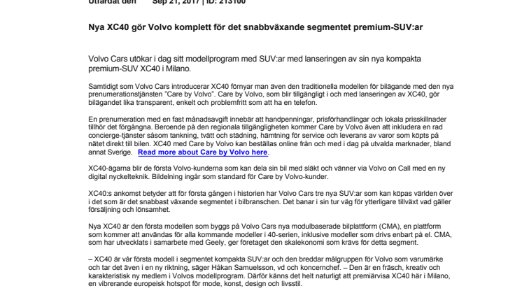 Premiär för Volvo Cars nya kampanj om XC40 på TV4 ikväll