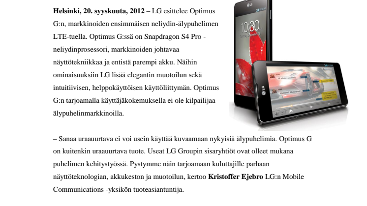 LG Optimus G - Maailmanluokan tekniikka ja uuden ajatusmallin käyttöliittymä